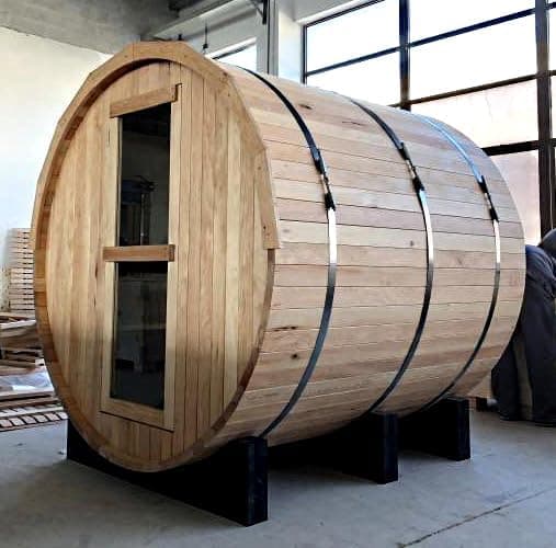 Silver Lake 4-6 Person Hemlock Barrel Sauna - Image 1