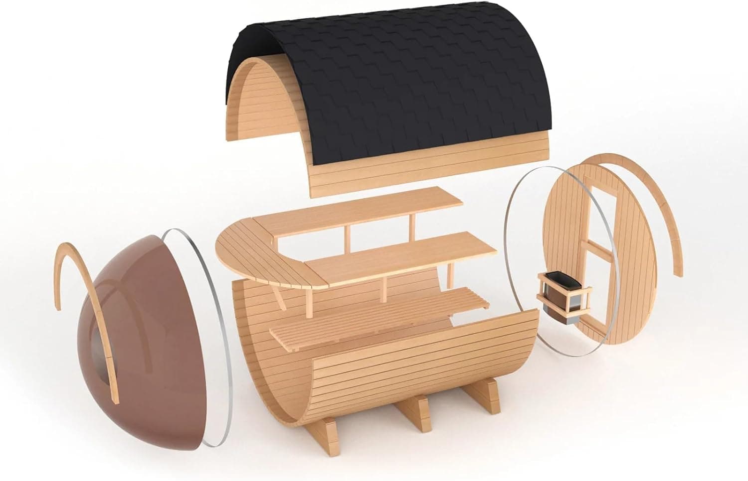 Toule 4-6 Person Red Cedar Panoramic Barrel Sauna thumbnail 5