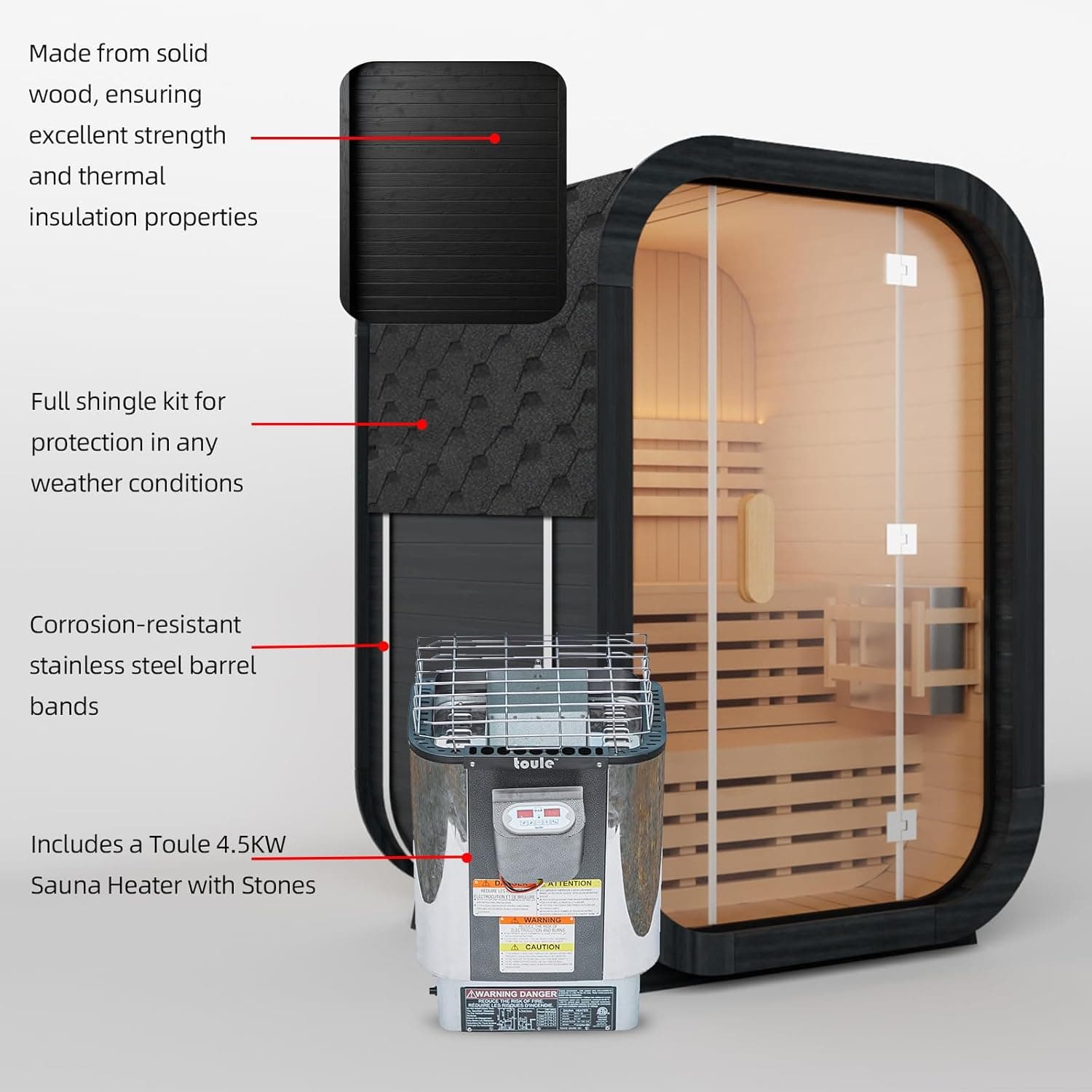 4-Person Canadian Hemlock Barrel Steam Sauna thumbnail 6