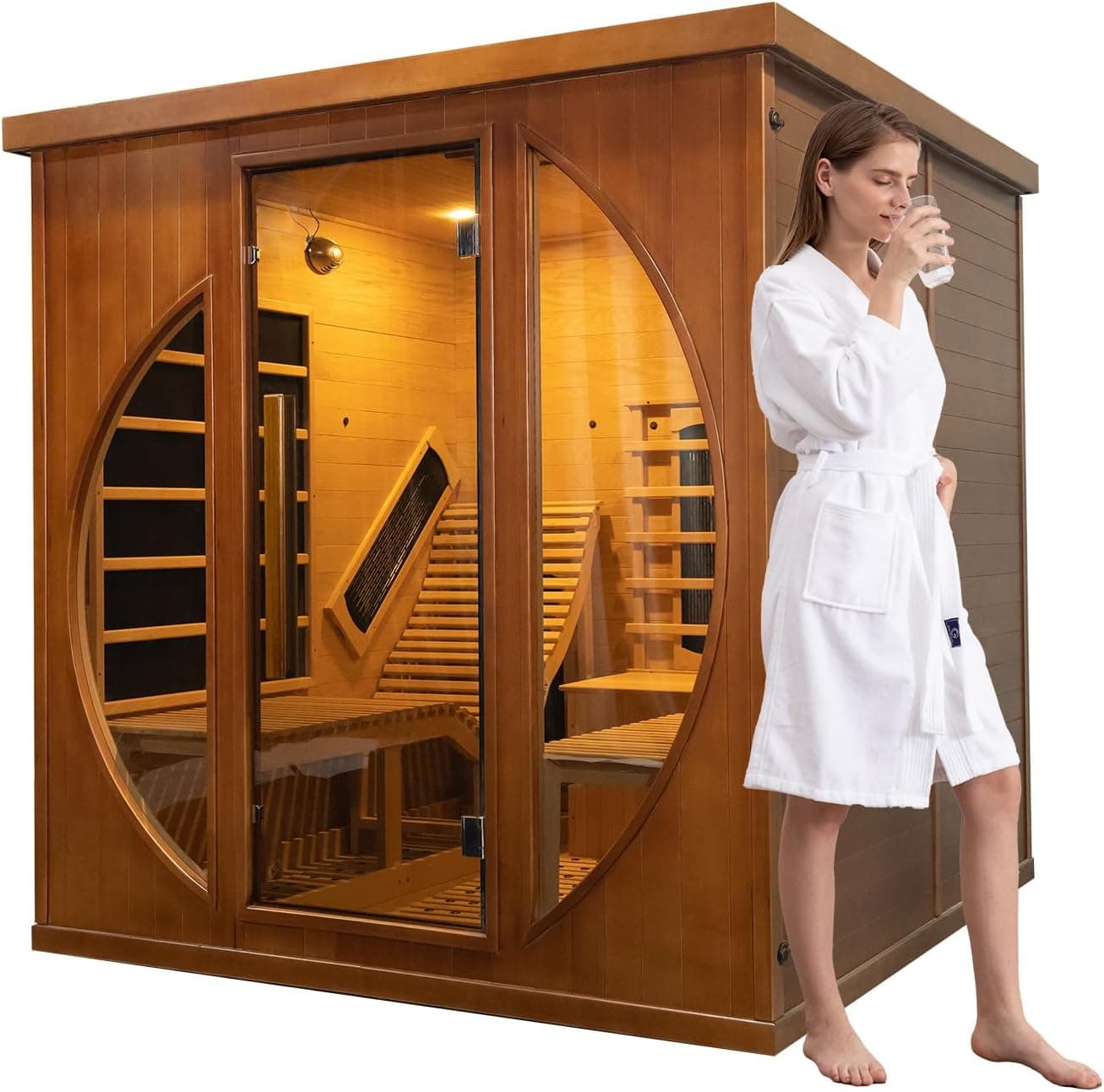 ZONEMEL 2-Person Red Cedar Full Spectrum Infrared Sauna - Image 1