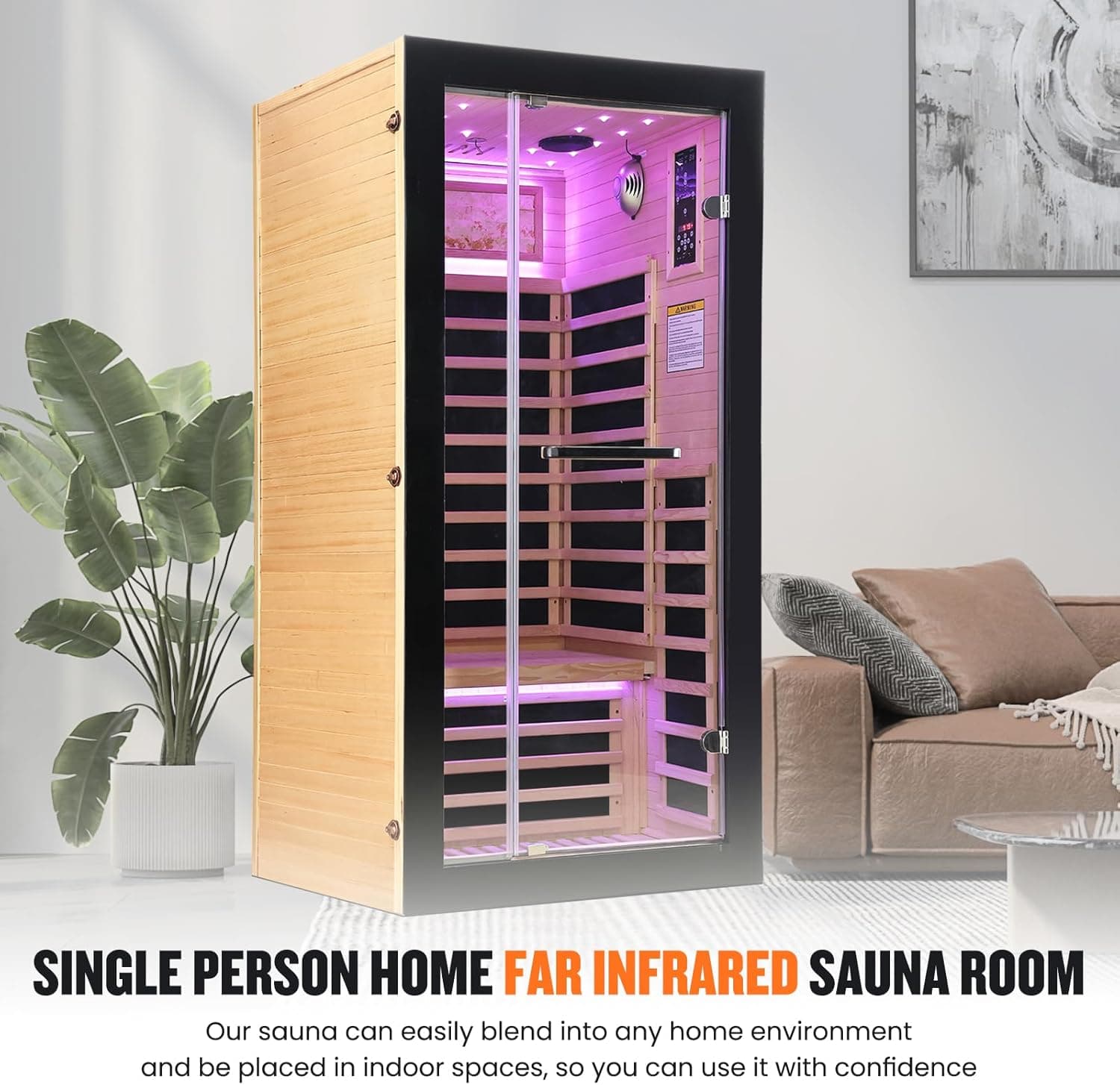 OUTEXER 1-Person Canadian Hemlock Infrared Sauna thumbnail 2