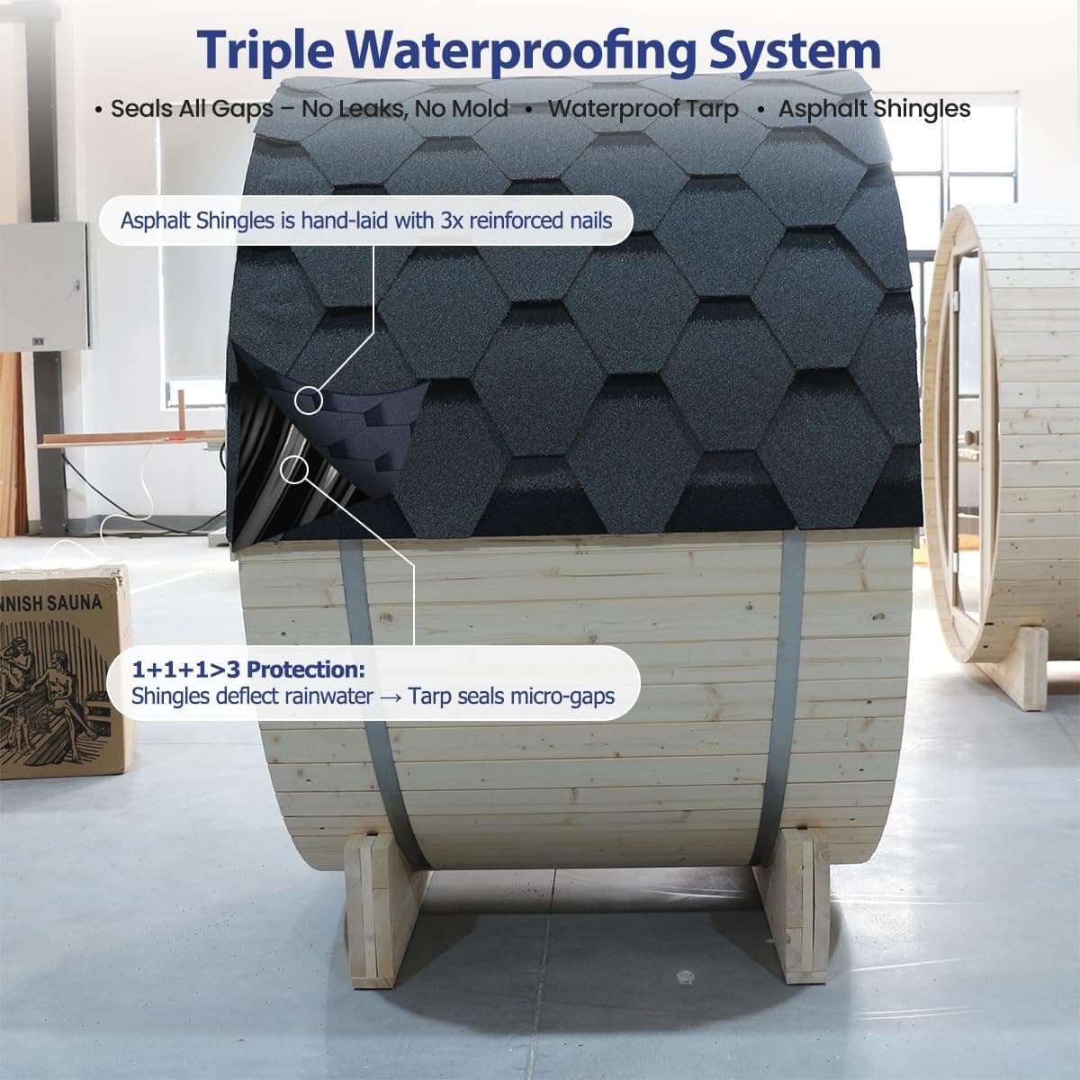 Outdoor 2-Person Canadian Spruce Barrel Sauna thumbnail 4