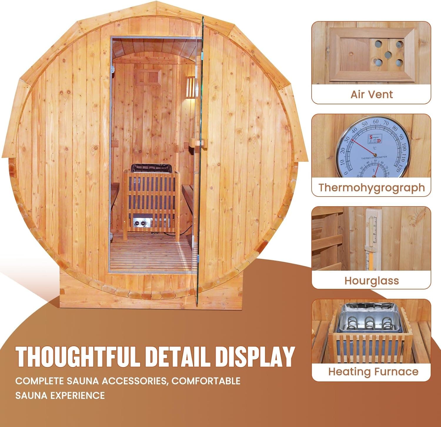 4-5 Person Carbonized Spruce Outdoor Traditional Sauna thumbnail 6