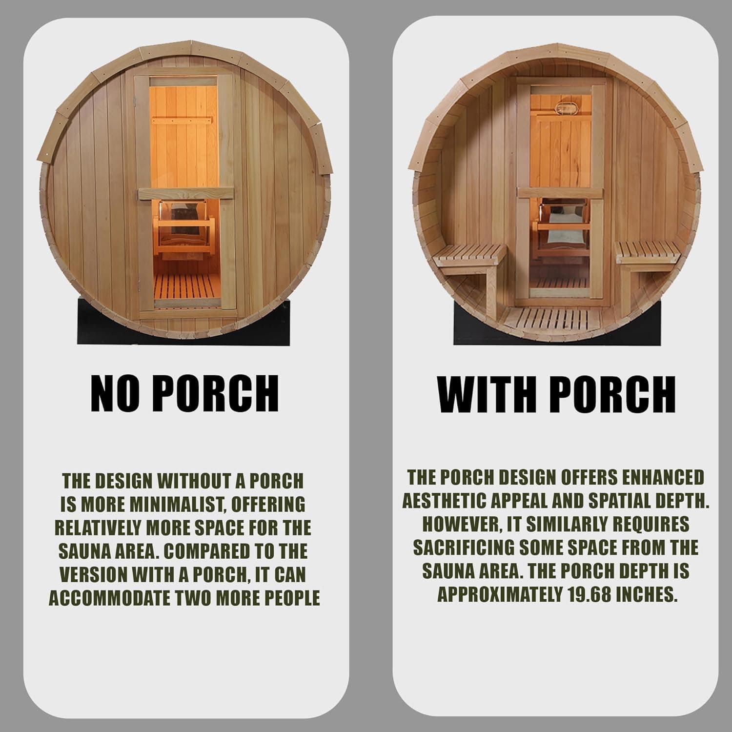4-8 Person DIY Wooden Barrel Sauna with Porch thumbnail 3