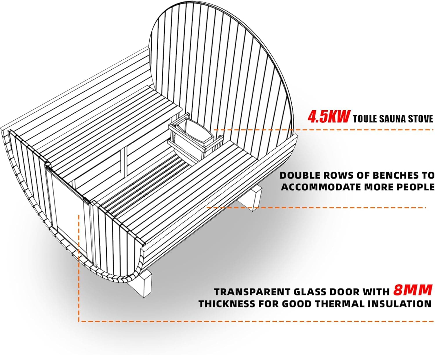 Spruce 2-Person Outdoor Barrel Sauna Kit thumbnail 4