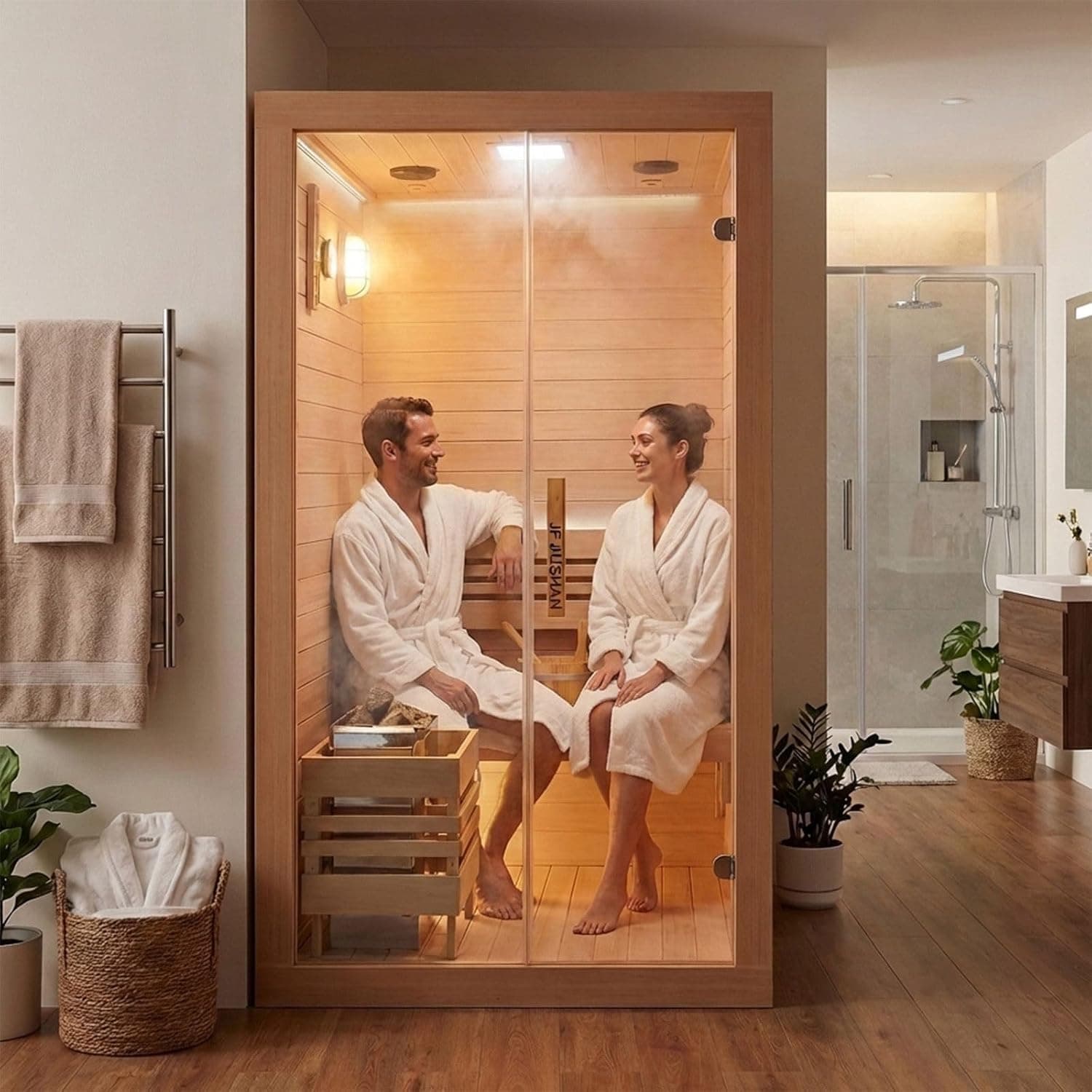 2-Person Canadian Hemlock Indoor Barrel Sauna thumbnail 2