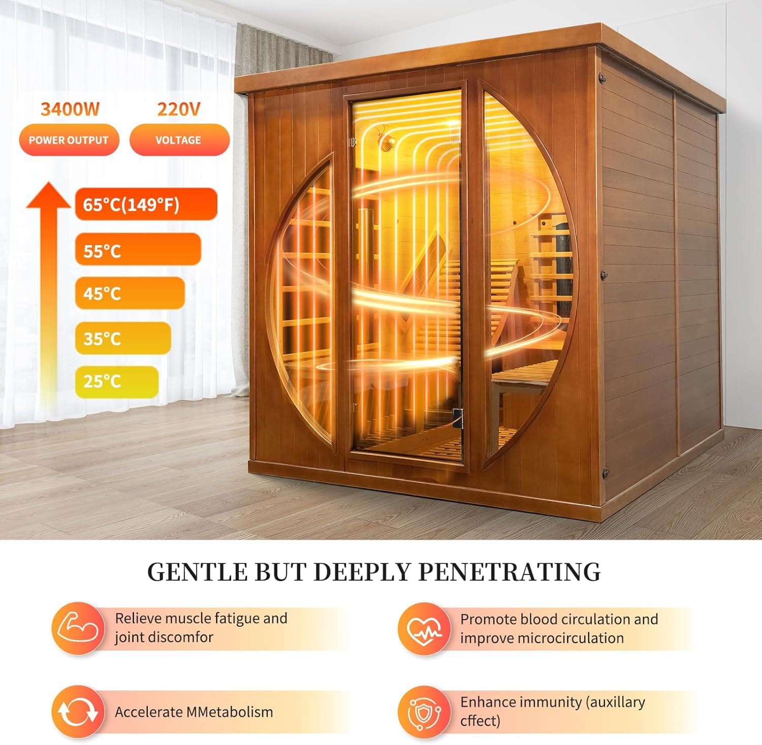 ZONEMEL 2-Person Red Cedar Full Spectrum Infrared Sauna thumbnail 2