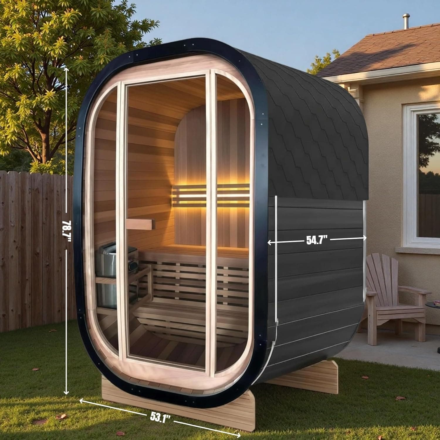 ZONEMEL 2-Person Canadian Red Cedar Cube Sauna thumbnail 2