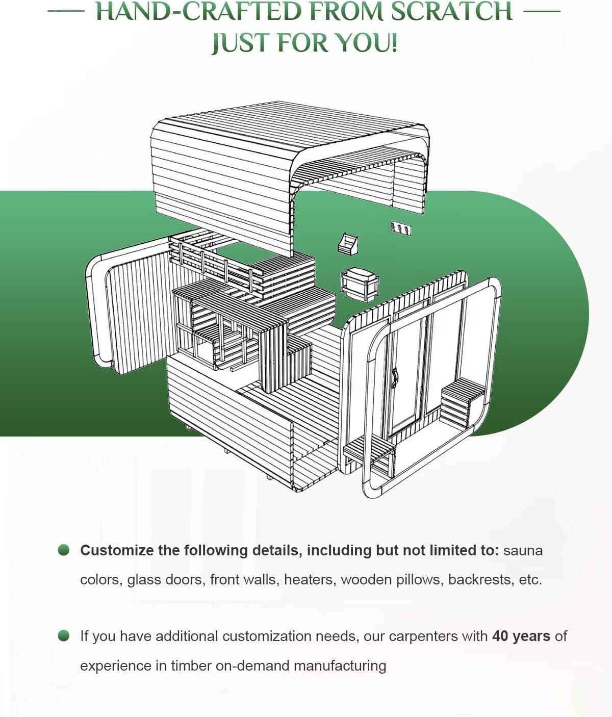 2-10 Person Canadian Cedar Outdoor Cube Sauna thumbnail 3