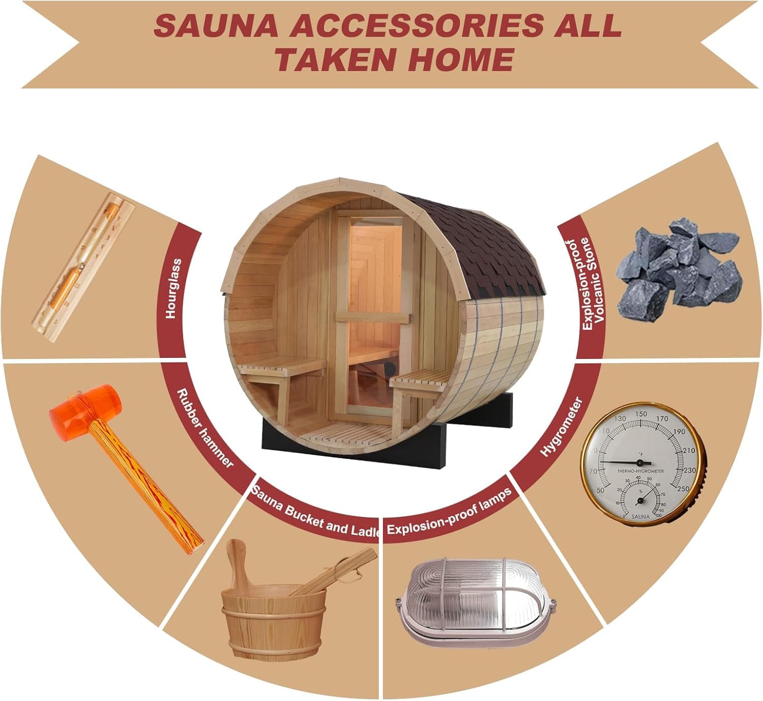 TOULE 6-8 Person Canadian Red Cedar Barrel Sauna thumbnail 6