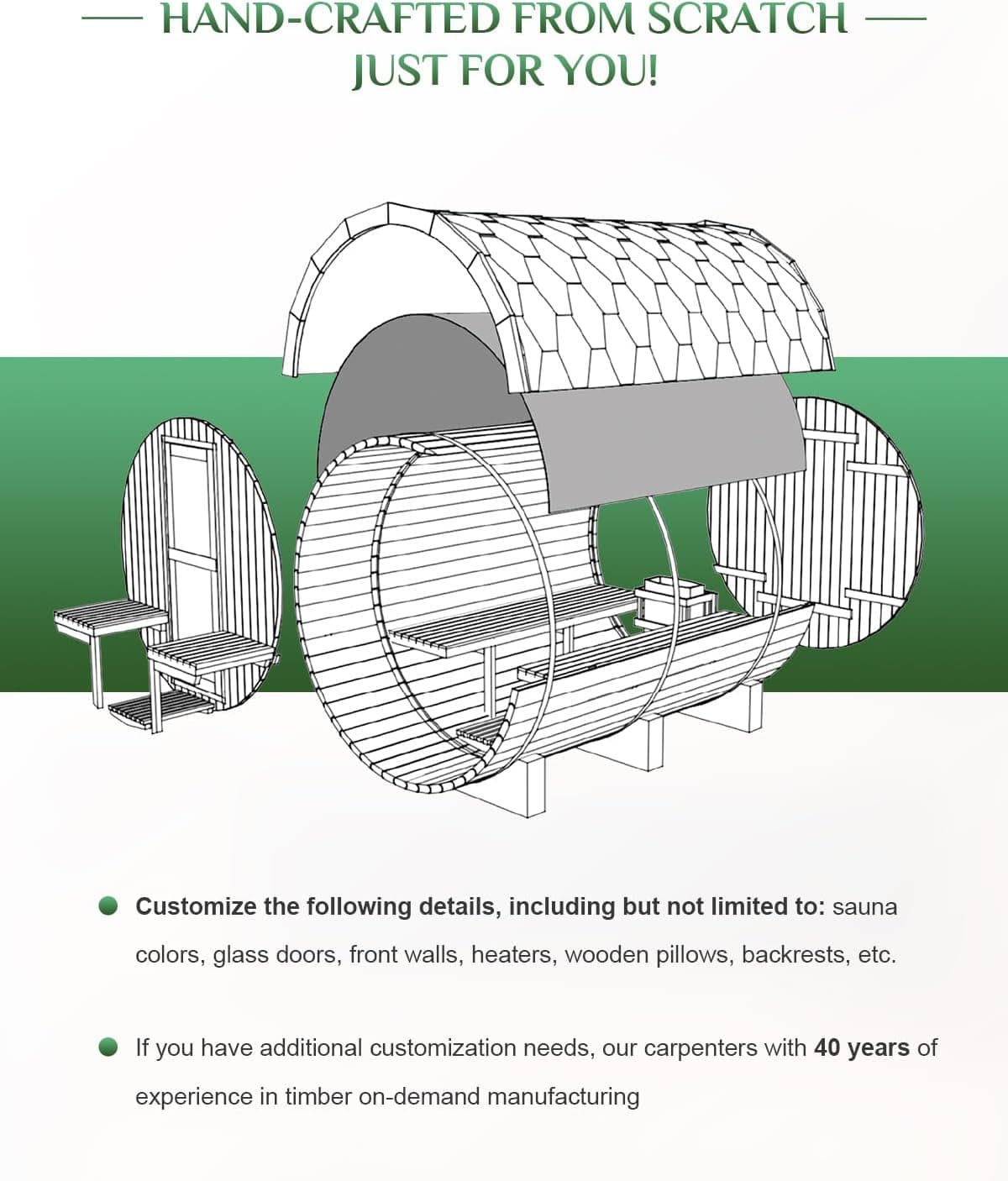 Cedar Barrel Sauna 2-10 Person Customizable Outdoor thumbnail 3