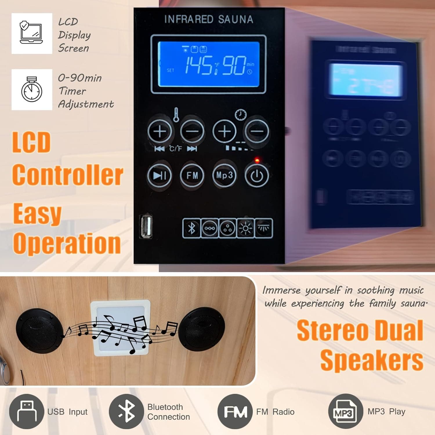 Hemlock 1-Person Infrared Home Sauna with Bluetooth thumbnail 4