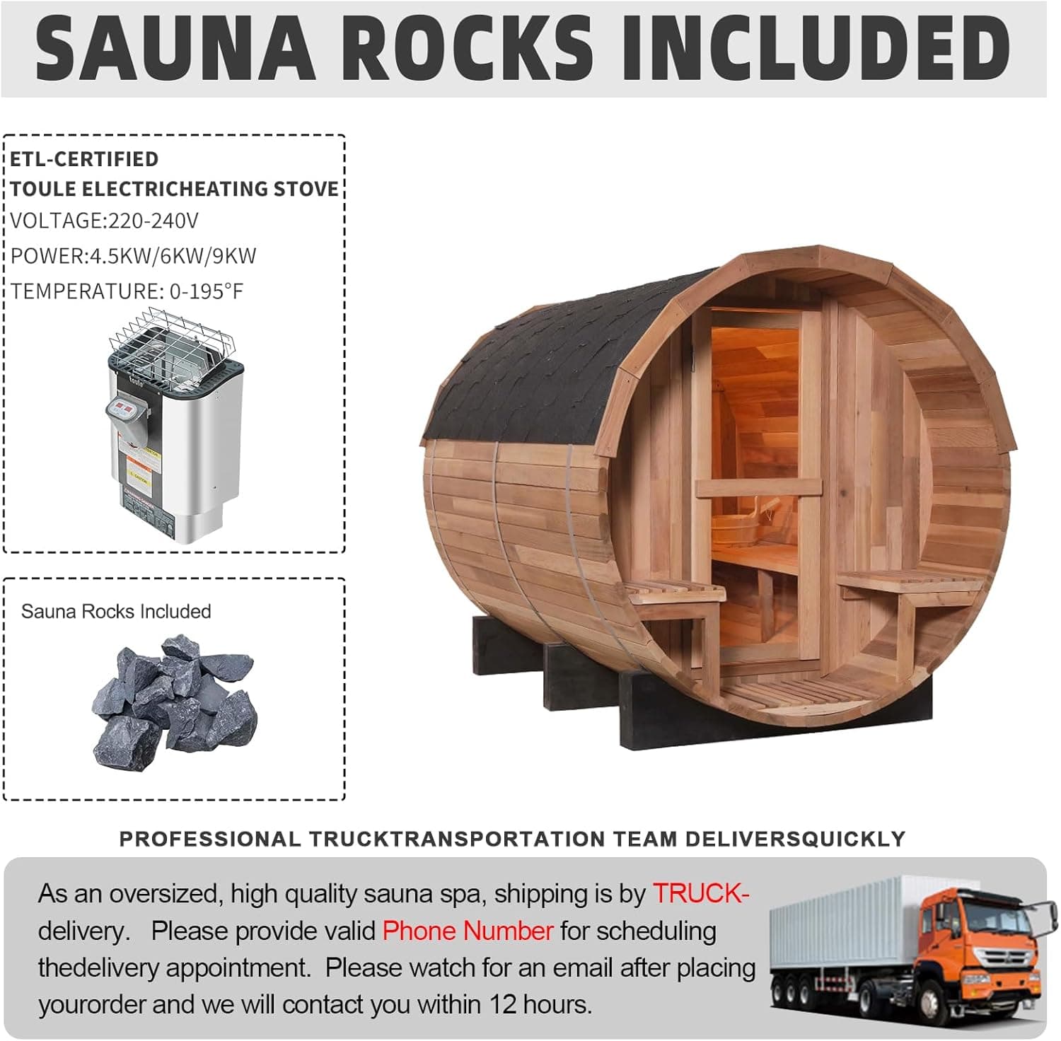 TOULE 6-8 Person Canadian Red Cedar Barrel Sauna thumbnail 4
