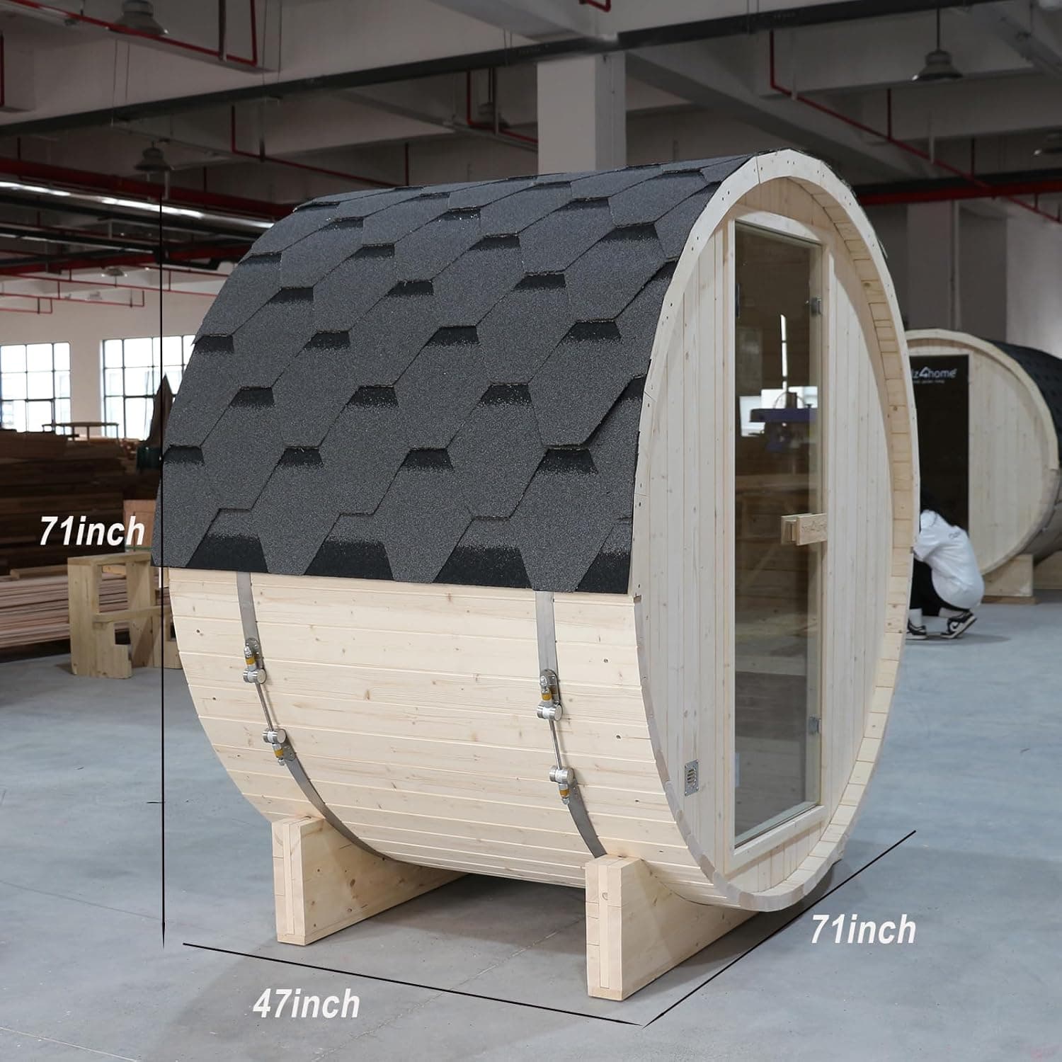 Outdoor 2-Person Canadian Spruce Barrel Sauna thumbnail 2