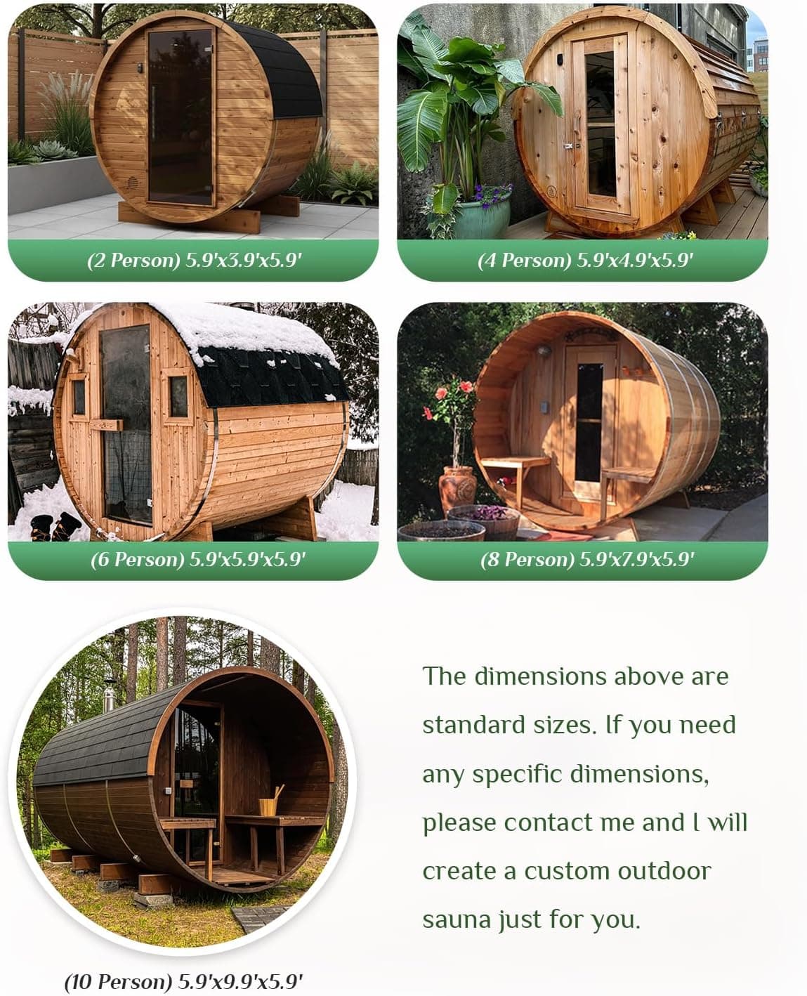 Cedar Barrel Sauna 2-10 Person Customizable Outdoor thumbnail 2