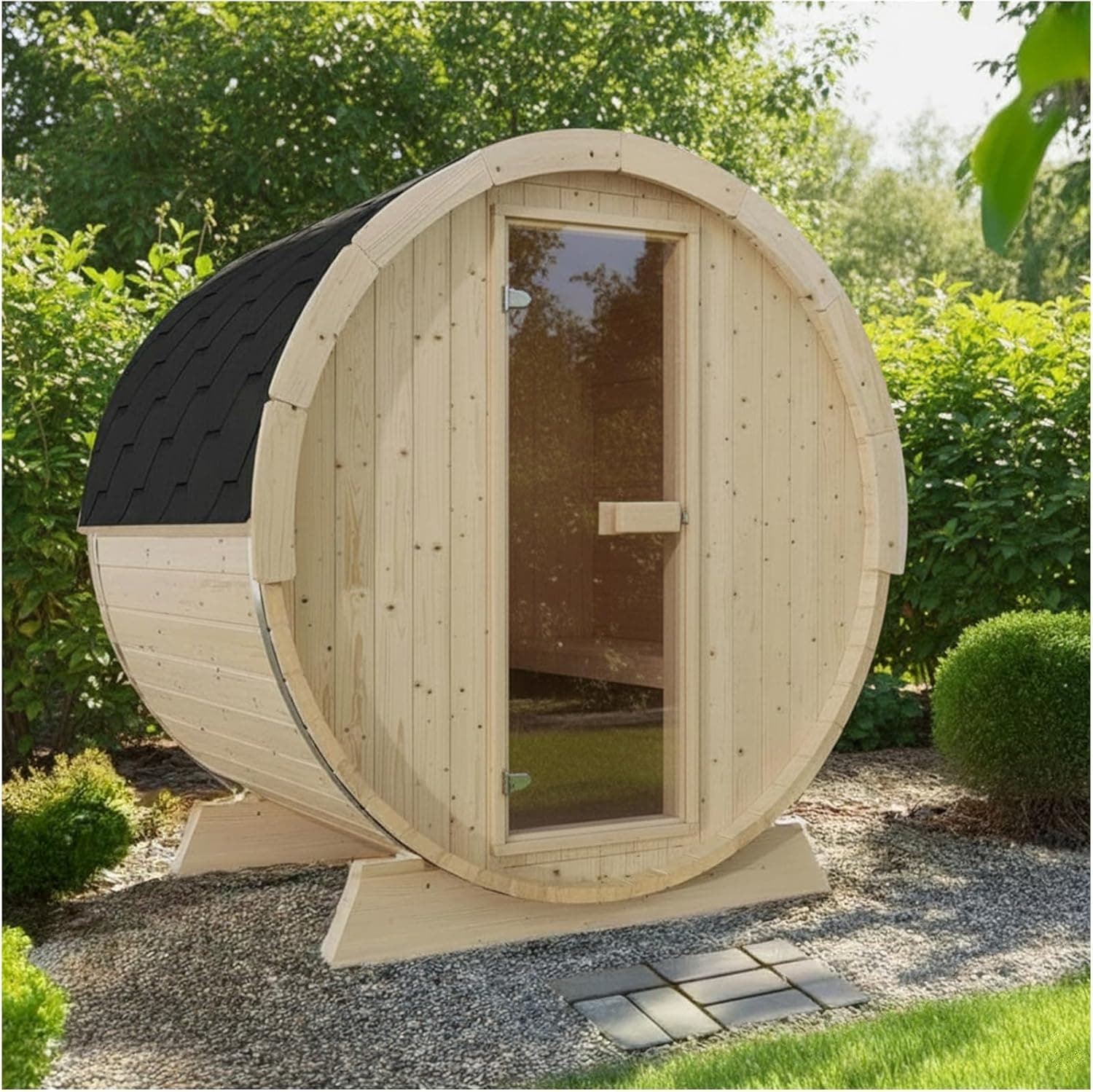 ZONEMEL 2-Person Outdoor Wood Barrel Sauna - Image 1