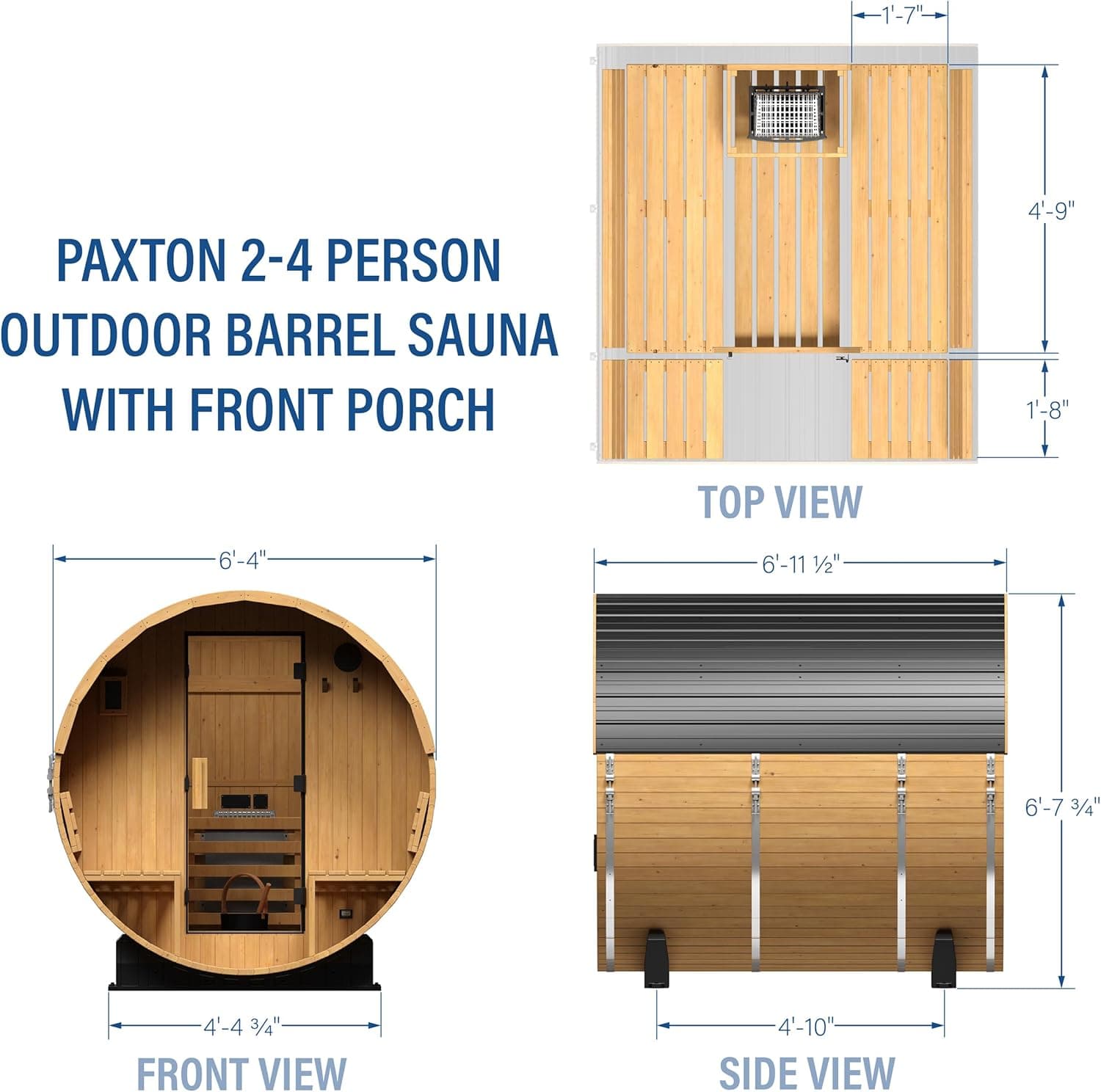 Backyard Discovery Paxton 2-4 Person Cedar Barrel Sauna thumbnail 2