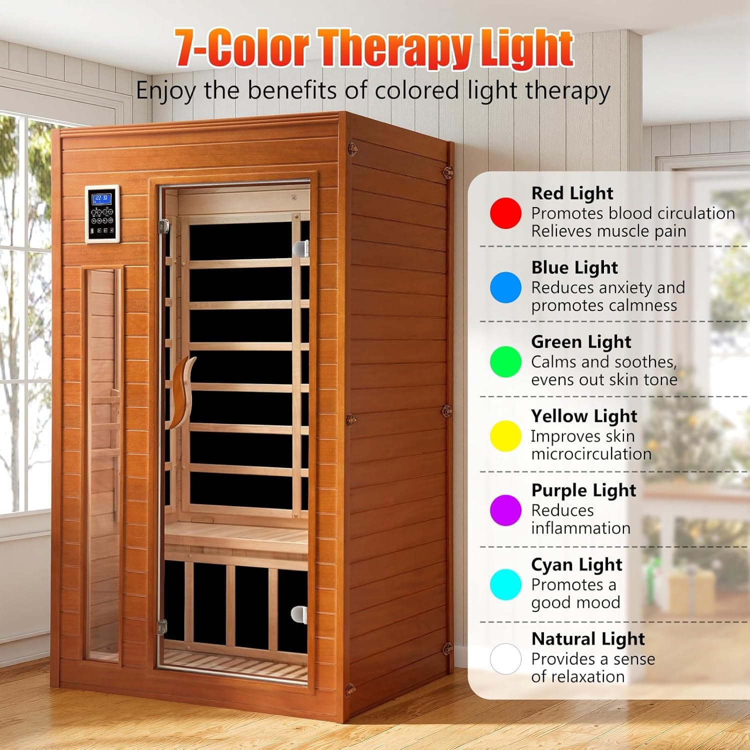 X-Vcak 1-2 Person Infrared Home Sauna with Red Light Therapy thumbnail 5