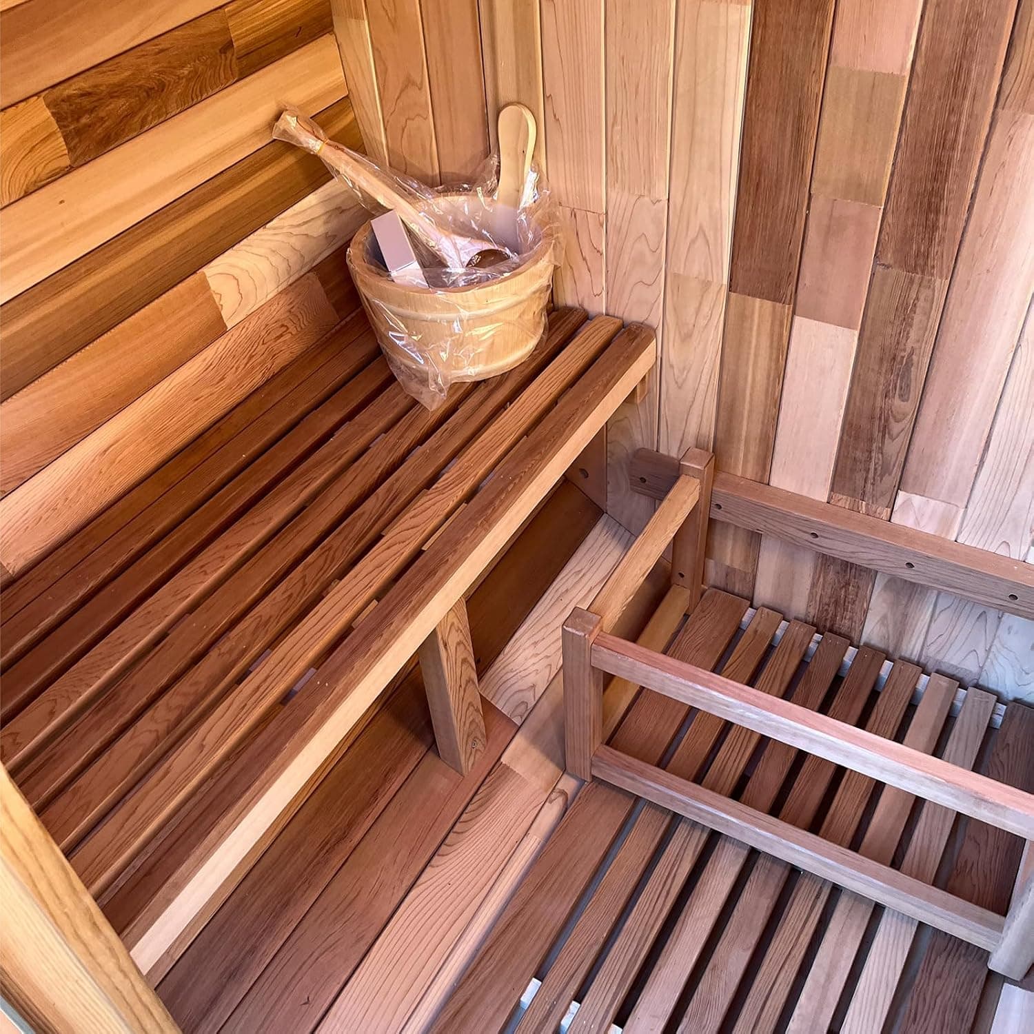 Smartmak 2-Person Canadian Red Cedar Barrel Sauna thumbnail 4