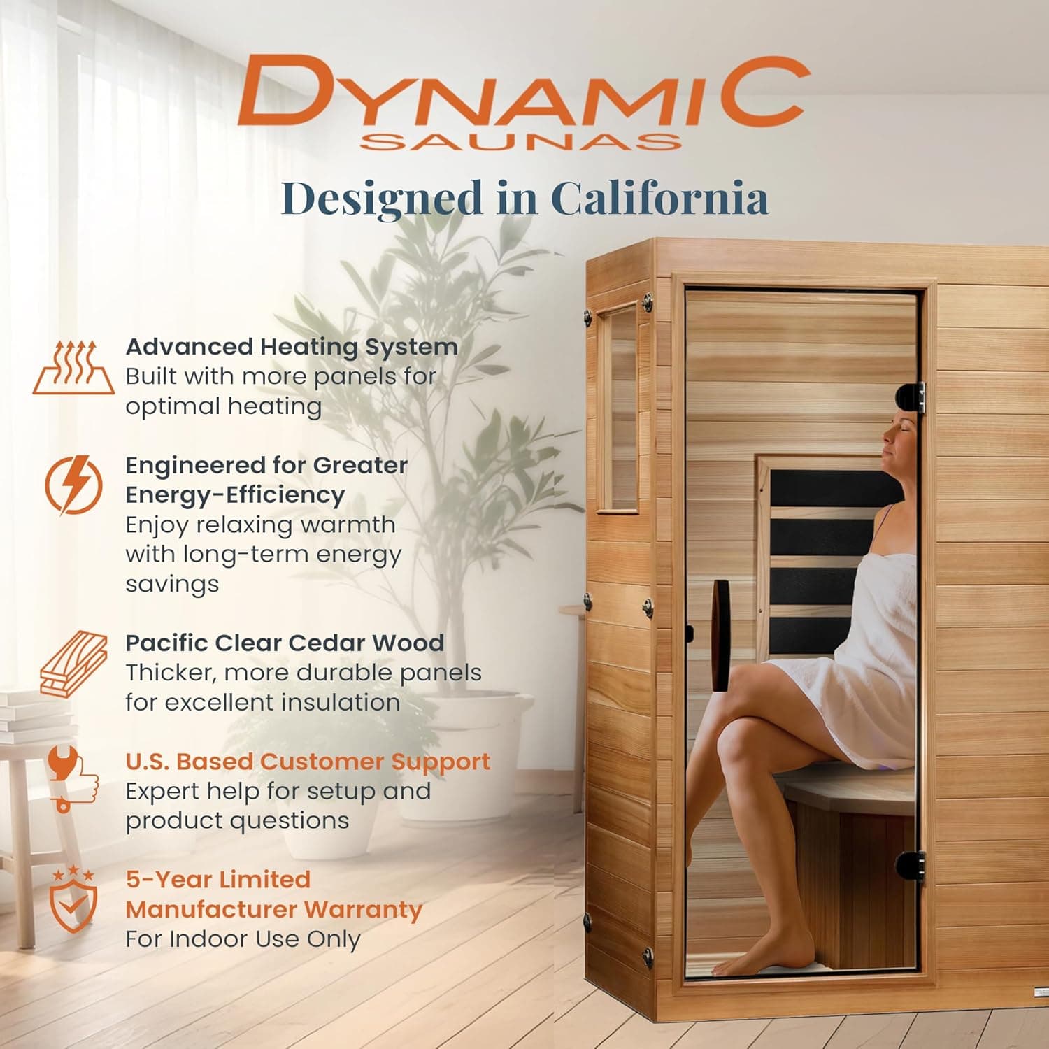 Dynamic Saunas Elite 1-Person Far Infrared Sauna with Red Light Therapy thumbnail 2