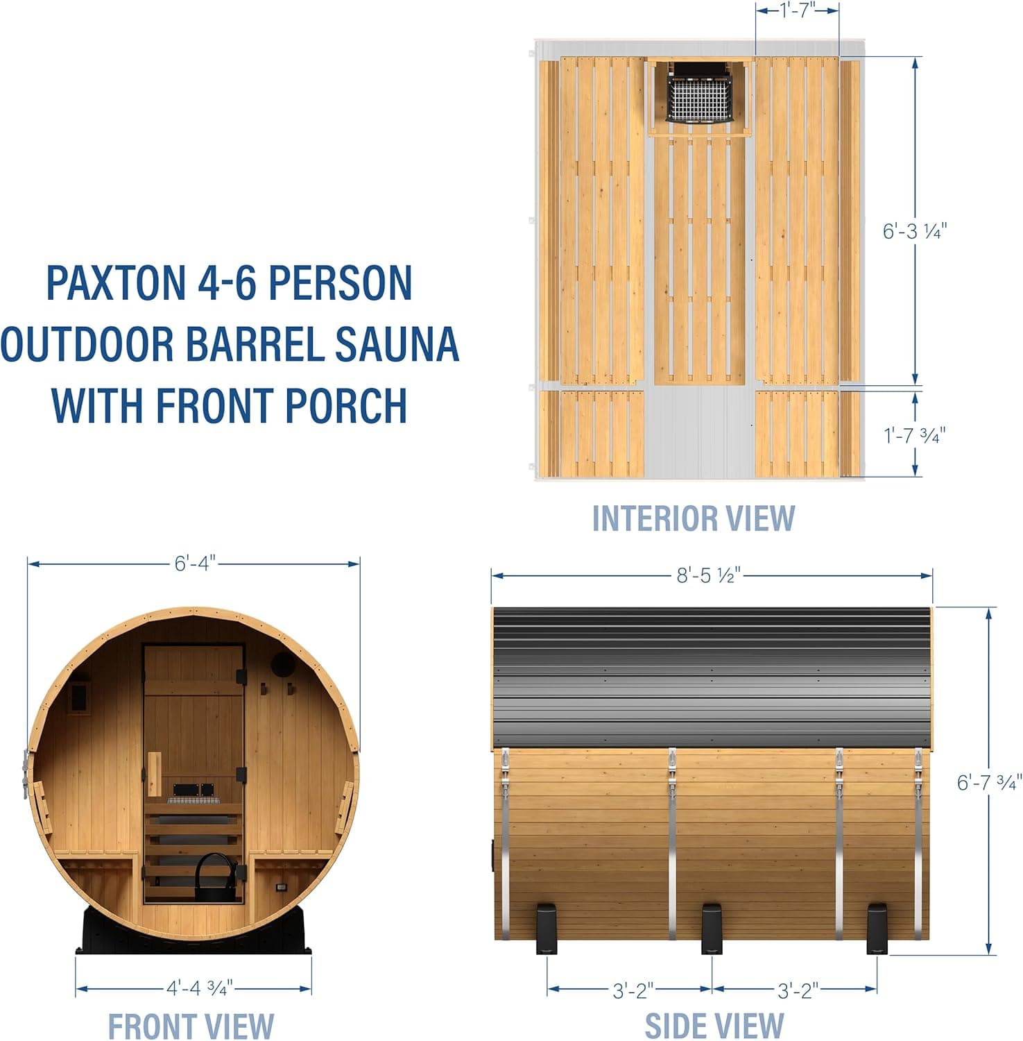 Backyard Discovery Paxton 4-6 Person Cedar Barrel Sauna thumbnail 2