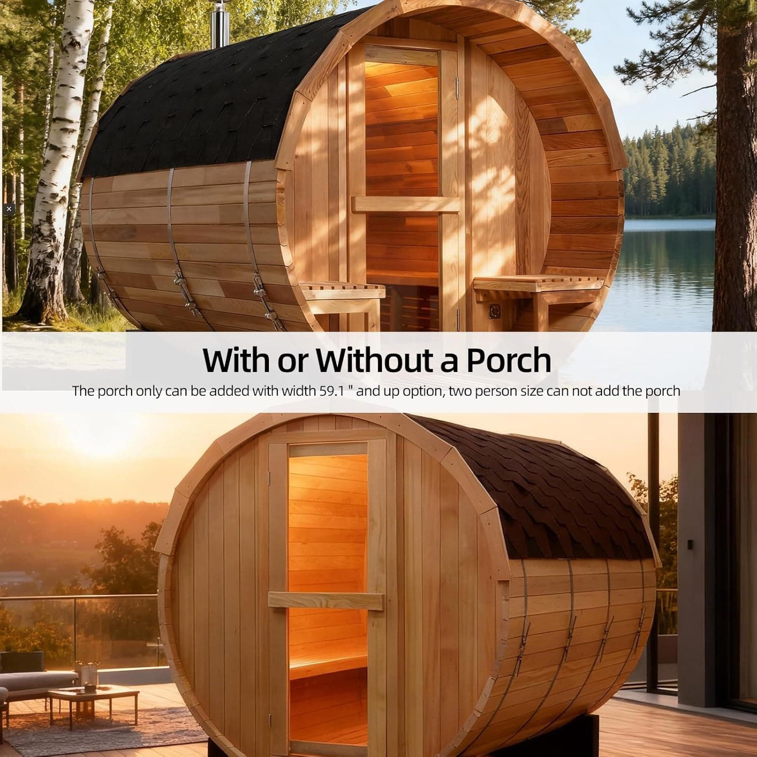 Smartmak 2-10 Person Canadian Cedar Barrel Sauna thumbnail 5