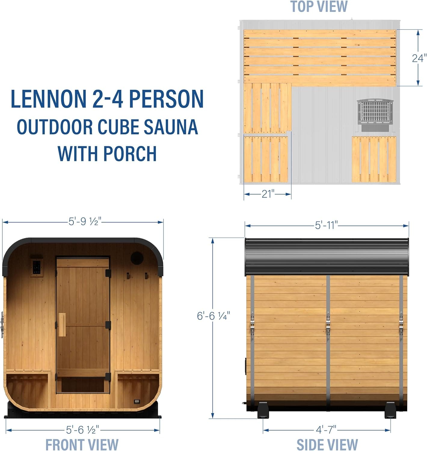 Backyard Discovery Lennon 2-4 Person Cedar Cube Sauna thumbnail 2