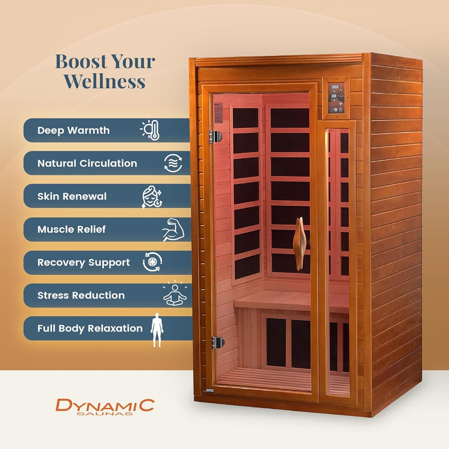 Dynamic Saunas Barcelona 1-2 Person Hemlock Infrared Sauna thumbnail 6