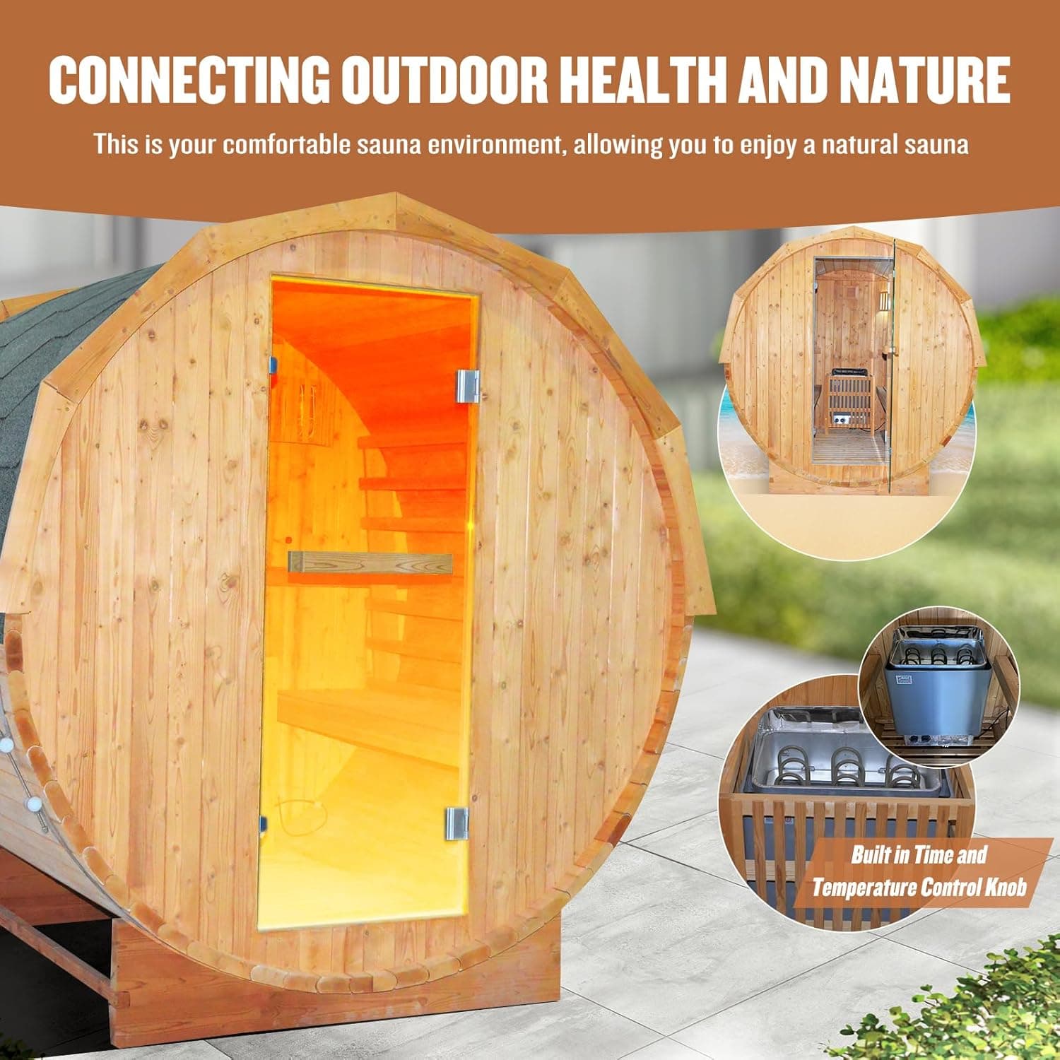 4-5 Person Carbonized Spruce Outdoor Traditional Sauna thumbnail 3