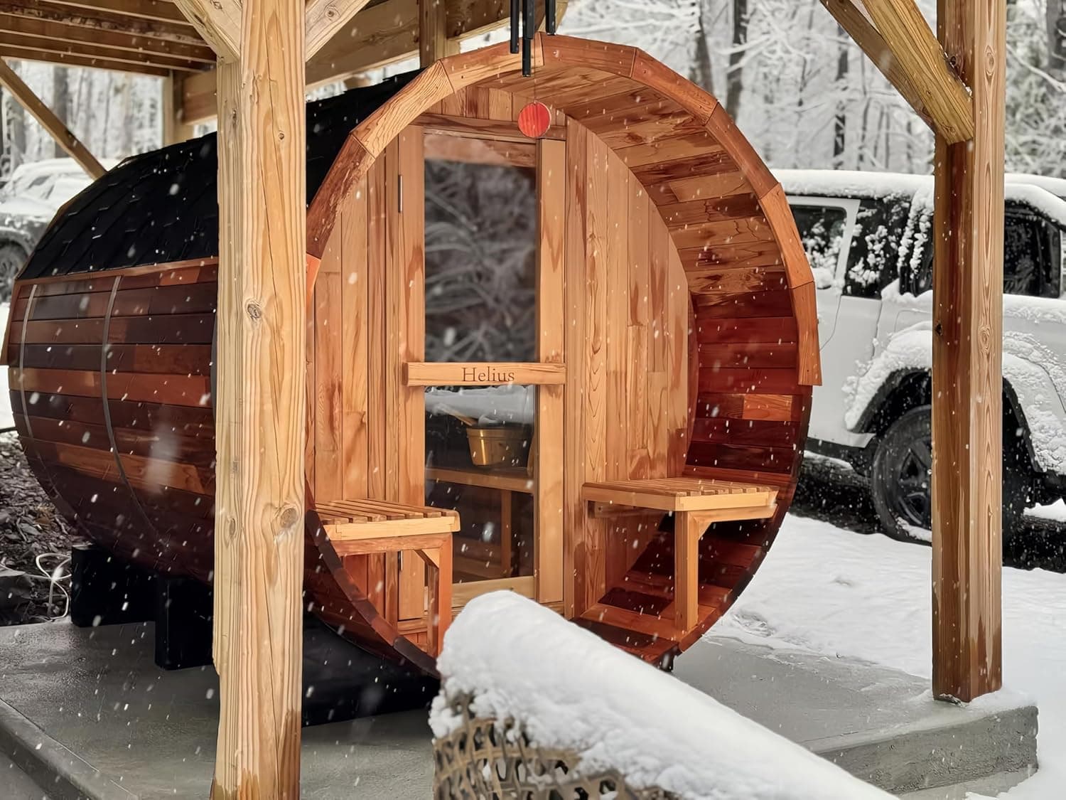 Customizable 4-10 Person Canadian Red Cedar Barrel Sauna - Image 1