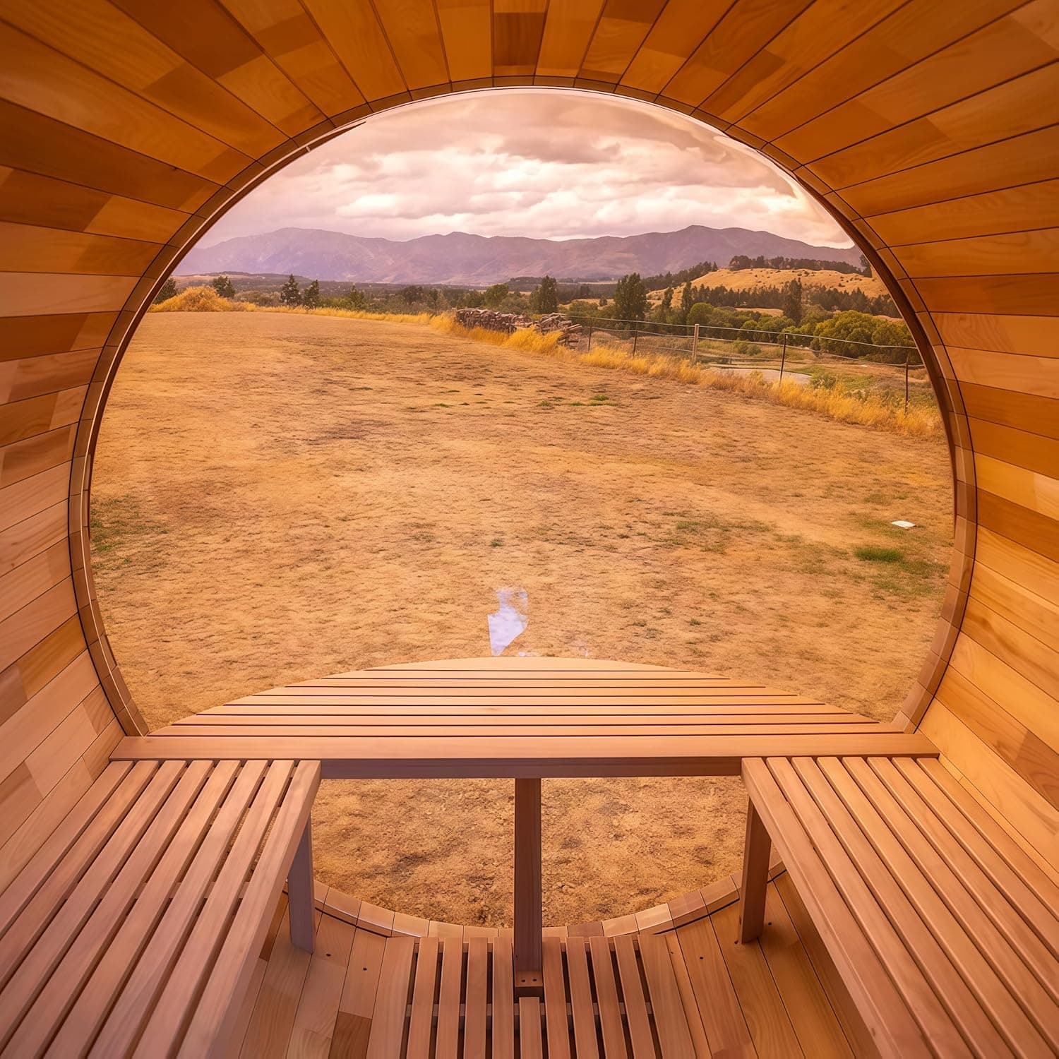 Panoramic 6-Person Canadian Red Cedar Barrel Sauna thumbnail 3